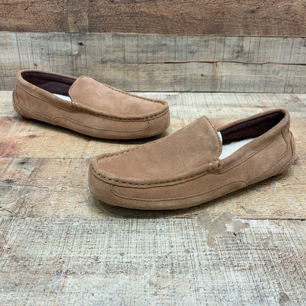 UGG 1003419 Slippers Mens Size 8 41 Brown Suede Shearling Moccasin Shoes
